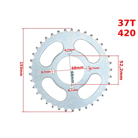 Pitbike achtertandwiel 420 37T