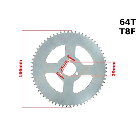minibike achtertandwiel 64T T8F 1