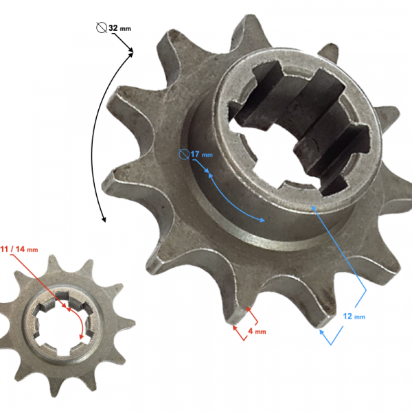 minicrosser miniquad voortandwiel 11t T8F