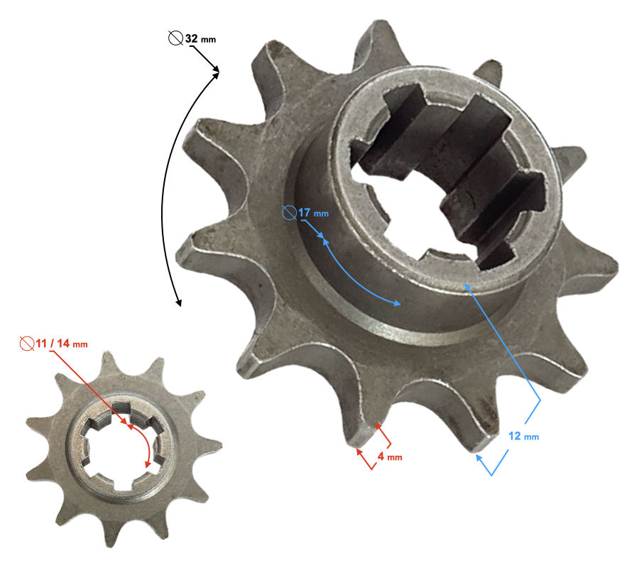 minicrosser miniquad voortandwiel 11t T8F
