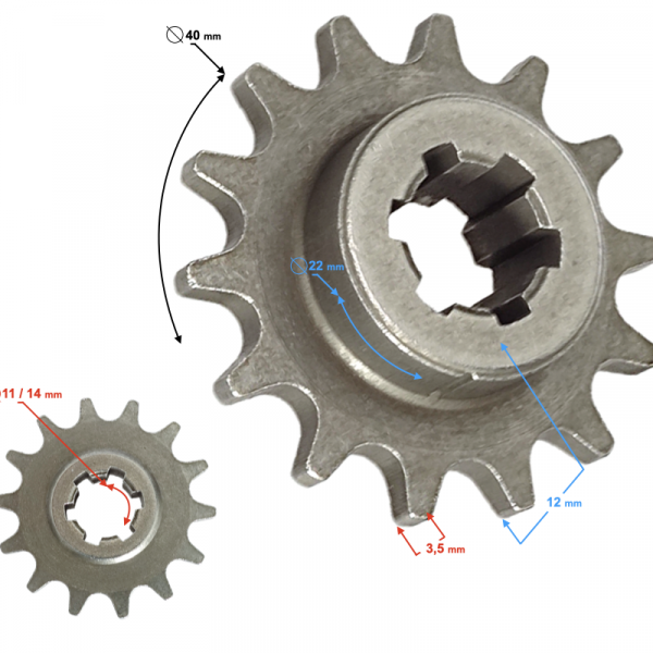 minicrosser miniquad voortandwiel 14t T8F